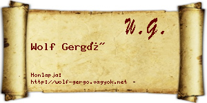 Wolf Gergő névjegykártya
